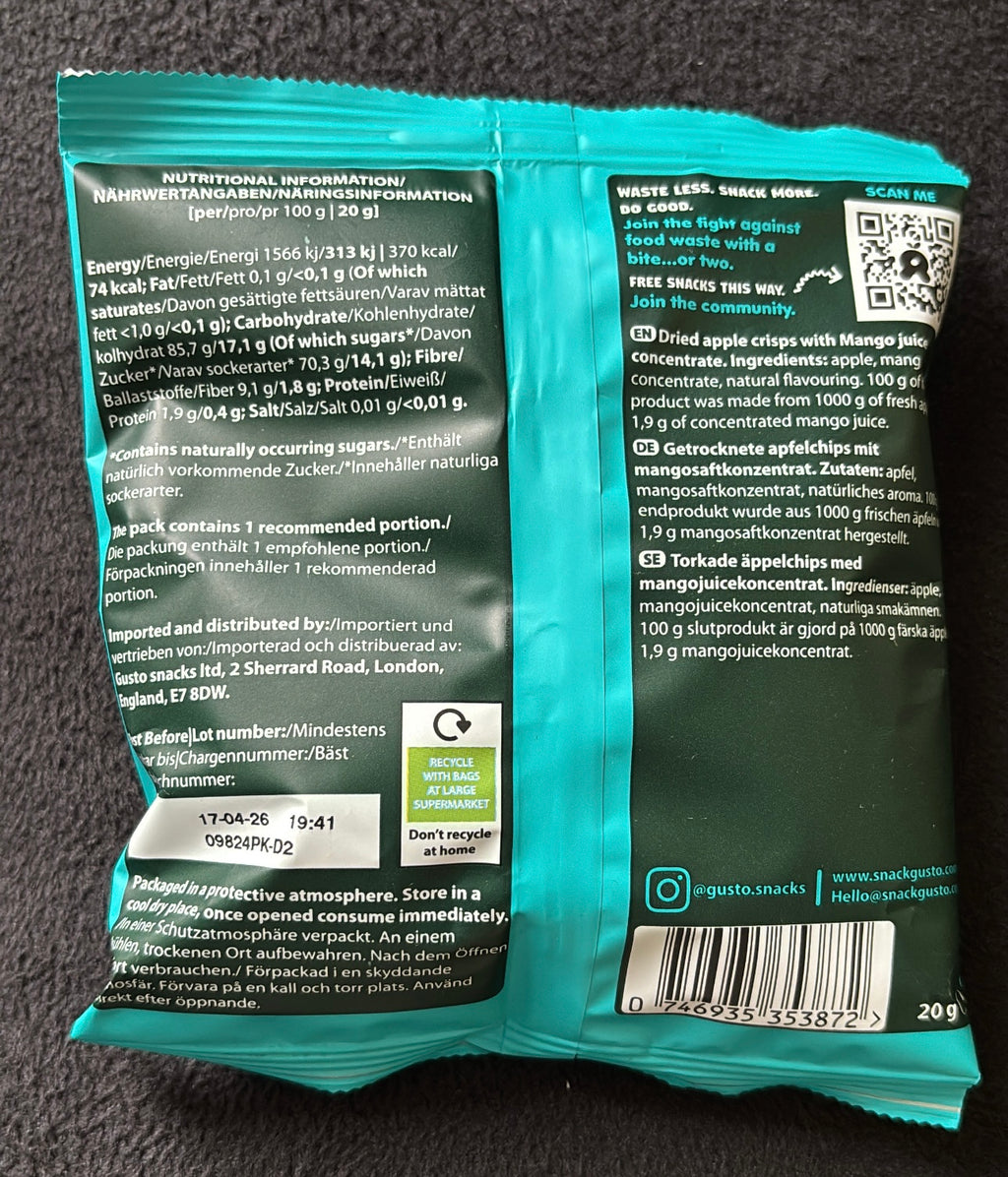 Gusto Mango & Wonky Apple Crisps – 20g